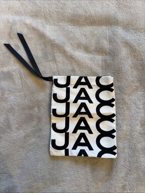MARC JACOBS Black and White Repeating Logo Drawstring Pouch